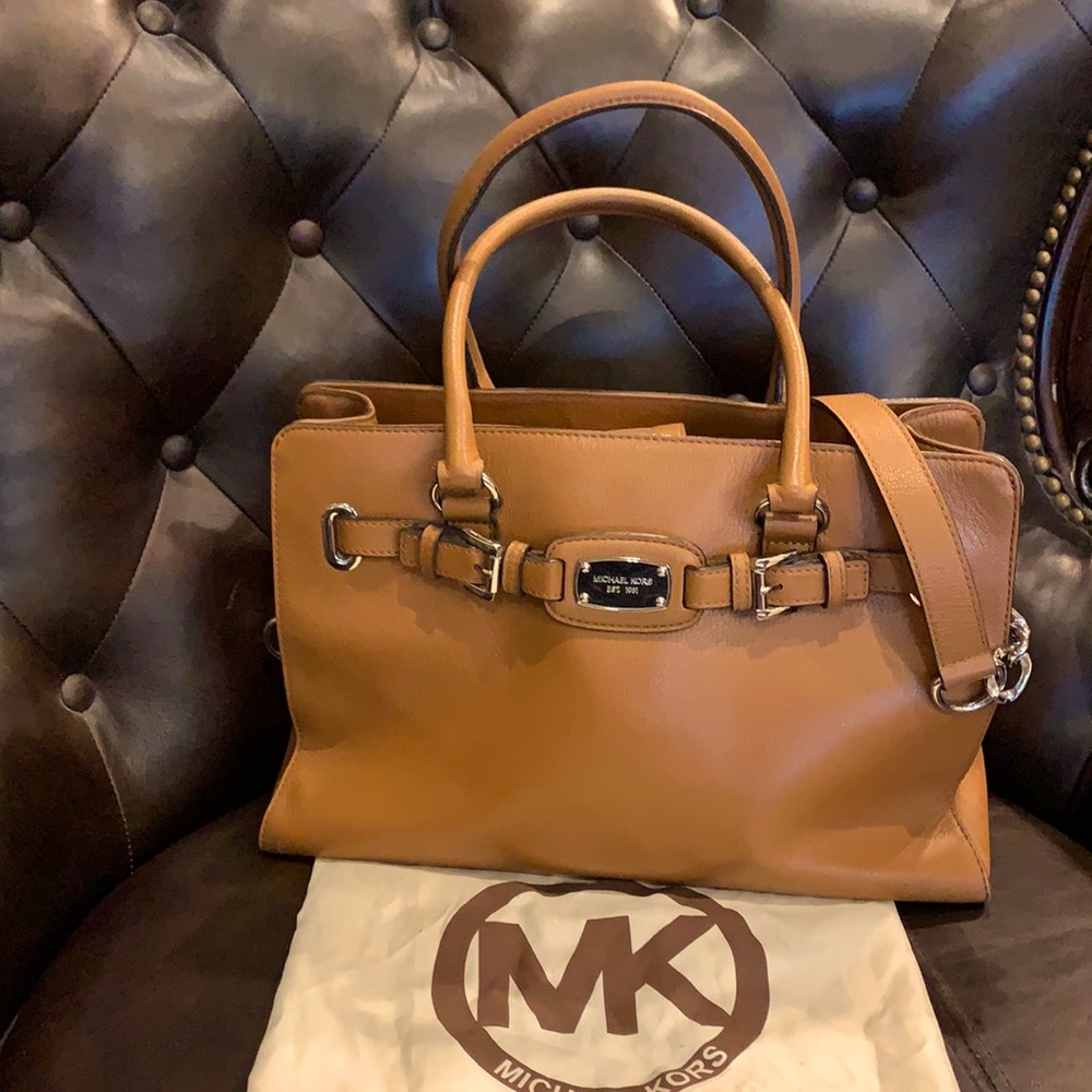 Michael Kors Jet Set Brown Leather Large Tote Satchel Shoulder Bag